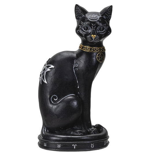 Chat noir Wiccan - Gardien mystique (16,2x12,7x30 cm)
