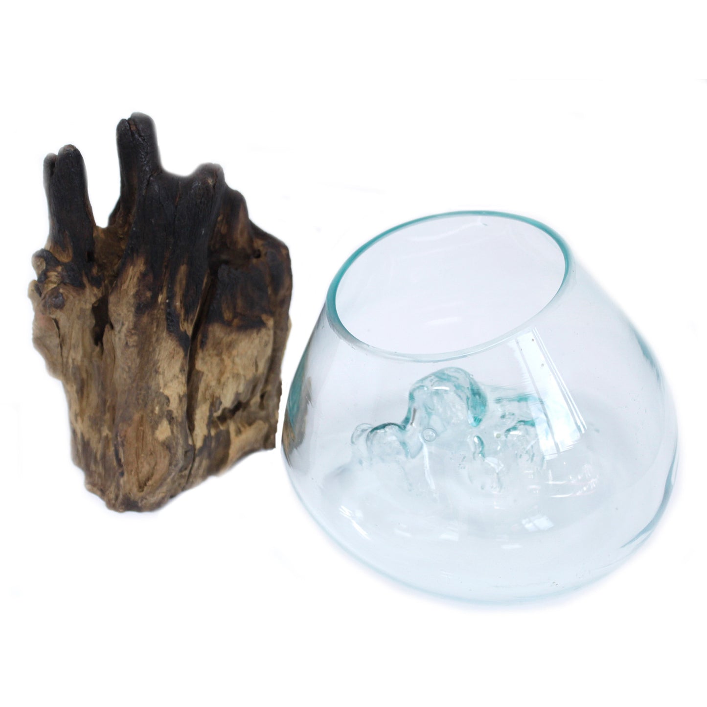 Vase en verre soufflé sur racine (plusieurs variantes)