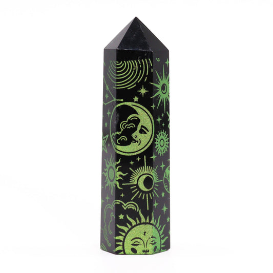 Pointe d'Obsidienne noire - Histoire mystique (environ 60-70 g et 9 cm)