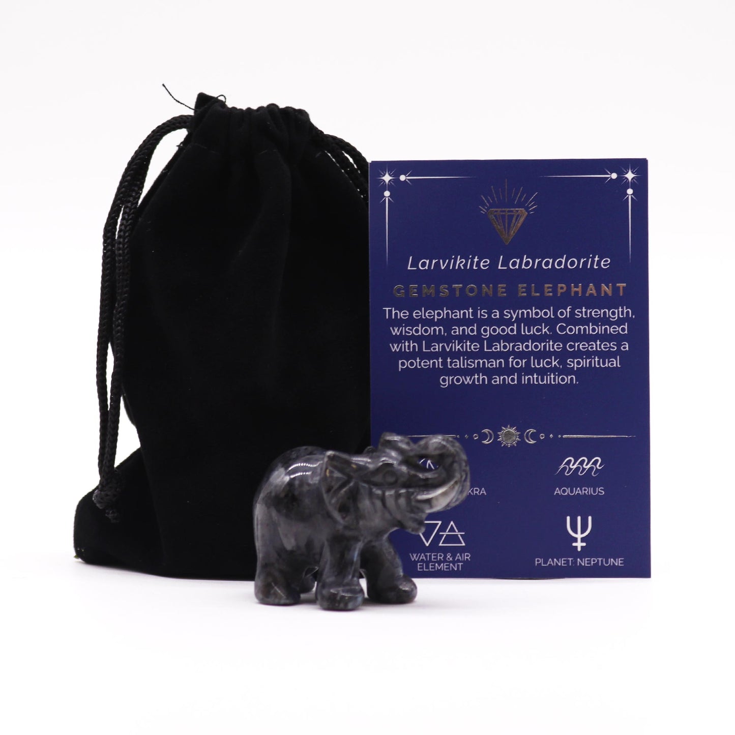 Éléphant porte-bonheur en pierres précieuses - 4 variantes