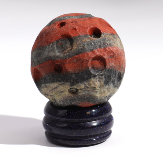 Planète MARS en Jaspe Rouge sur support en pierre - 40 mm