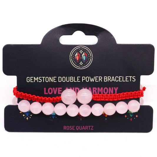 Bracelets double puissance avec pierres précieuses - Quartz rose
