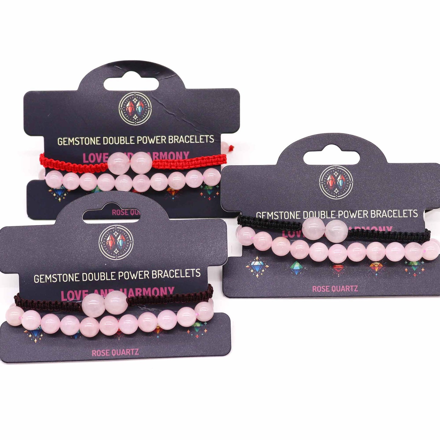 Bracelets double puissance avec pierres précieuses - Quartz rose