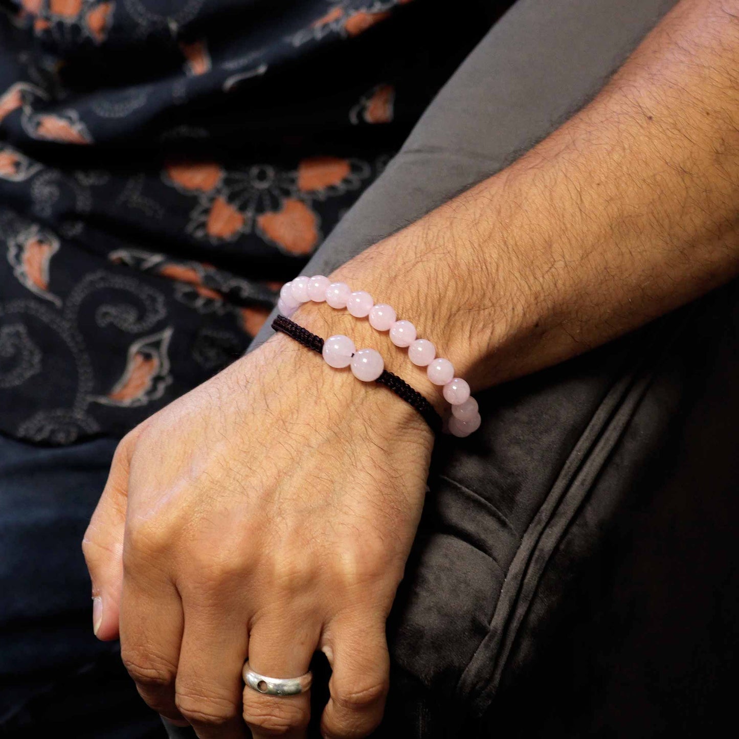 Bracelets double puissance avec pierres précieuses - Quartz rose