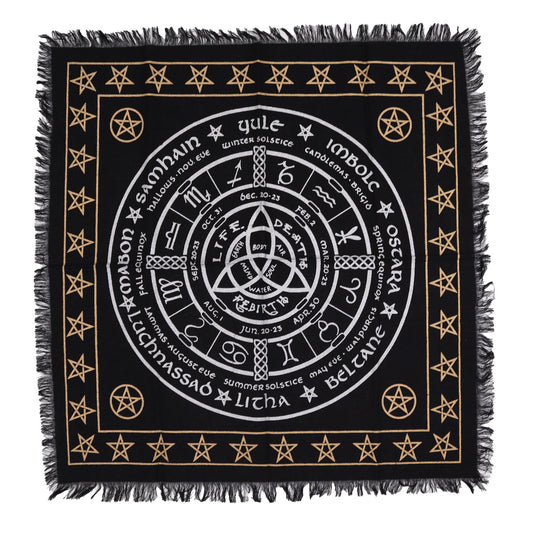 Nappe d'autel ésotérique à franges - Vie, Mort, Renaissance