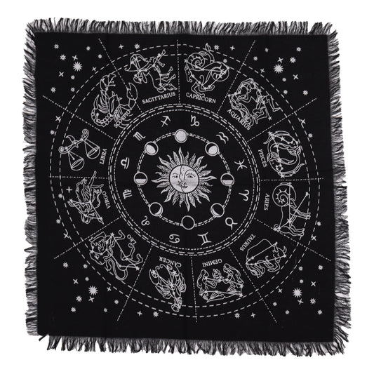 Nappe d'autel ésotérique à franges - Horoscope