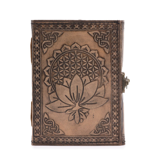Lotus Madala - Carnet ésotérique - Gris antique - 200 pages - Bordure brodée