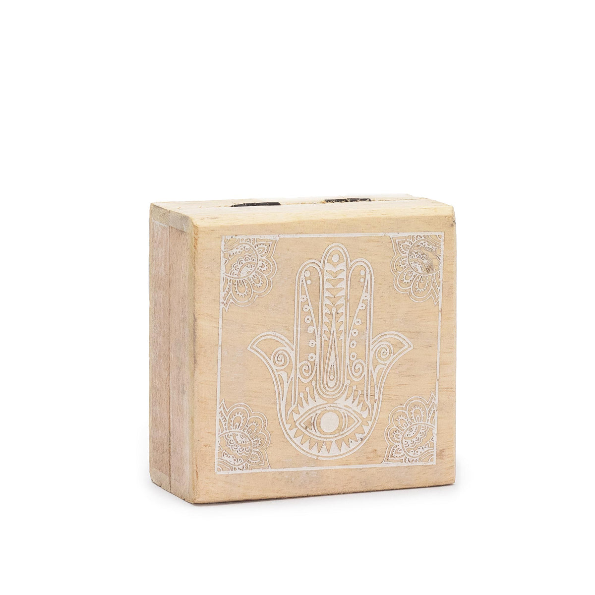 Petite boîte carrée en bois de manguier - 10 x 10 x 4,2 cm