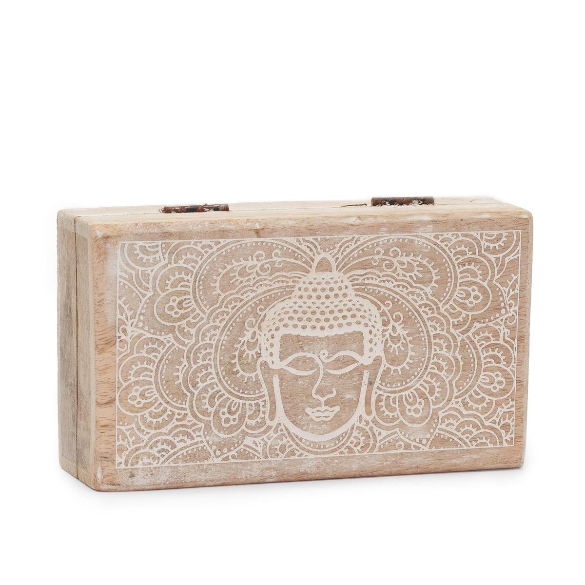 Moyenne boîte rectangulaire en bois de manguier - 17 x 10 x 4,2 cm