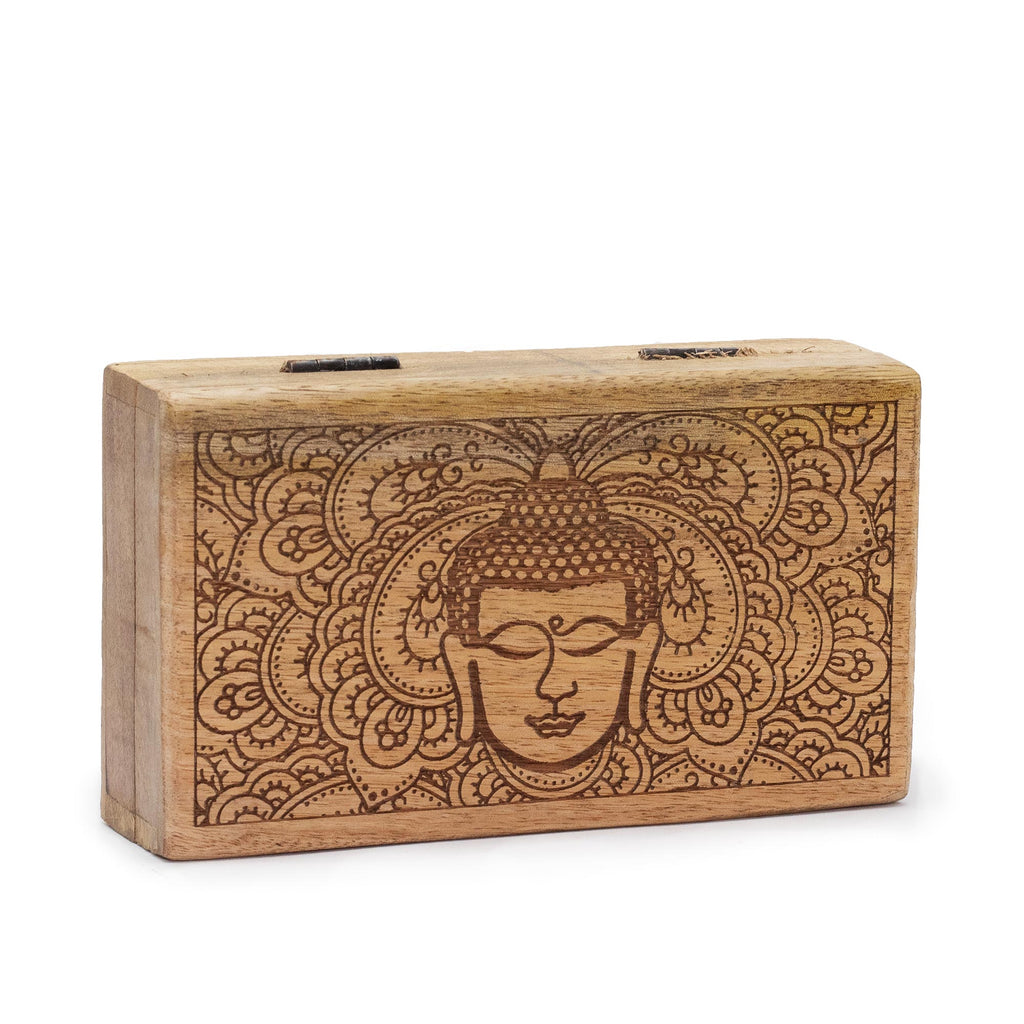 Moyenne boîte rectangulaire en bois de manguier - 17 x 10 x 4,2 cm