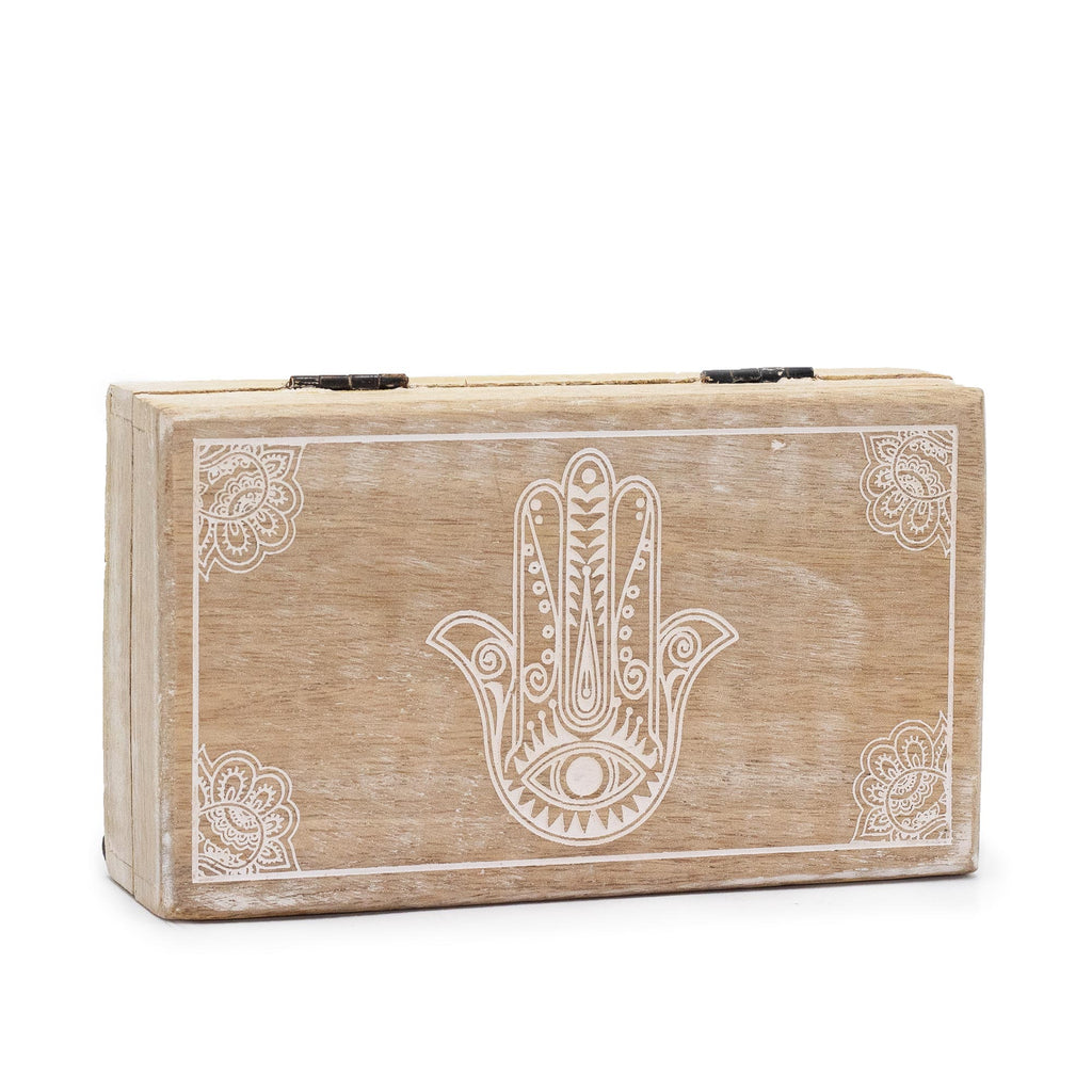 Moyenne boîte rectangulaire en bois de manguier - 17 x 10 x 4,2 cm