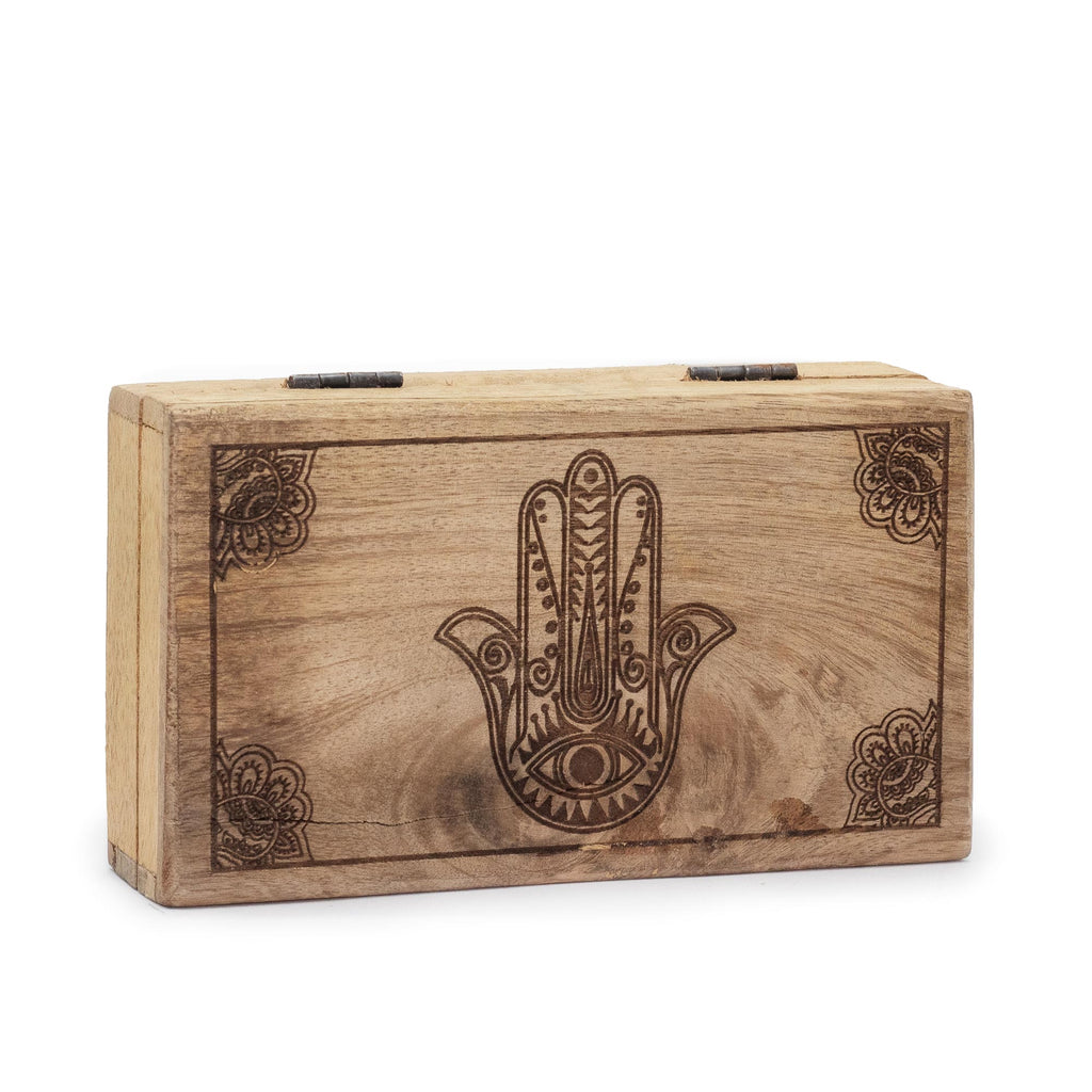 Moyenne boîte rectangulaire en bois de manguier - 17 x 10 x 4,2 cm