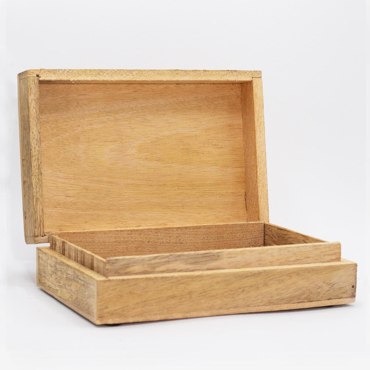 Moyenne boîte rectangulaire en bois de manguier - 17 x 10 x 4,2 cm