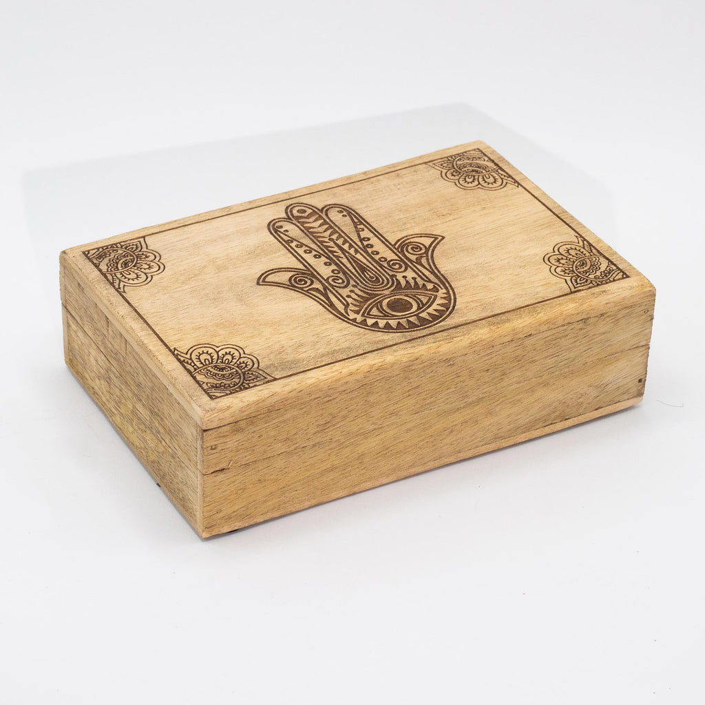 Moyenne boîte rectangulaire en bois de manguier - 17 x 10 x 4,2 cm