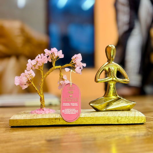 Jardin de Yoga en pierres précieuses - POSE NAMASTÉ - Quartz rose - 100 pierres chips