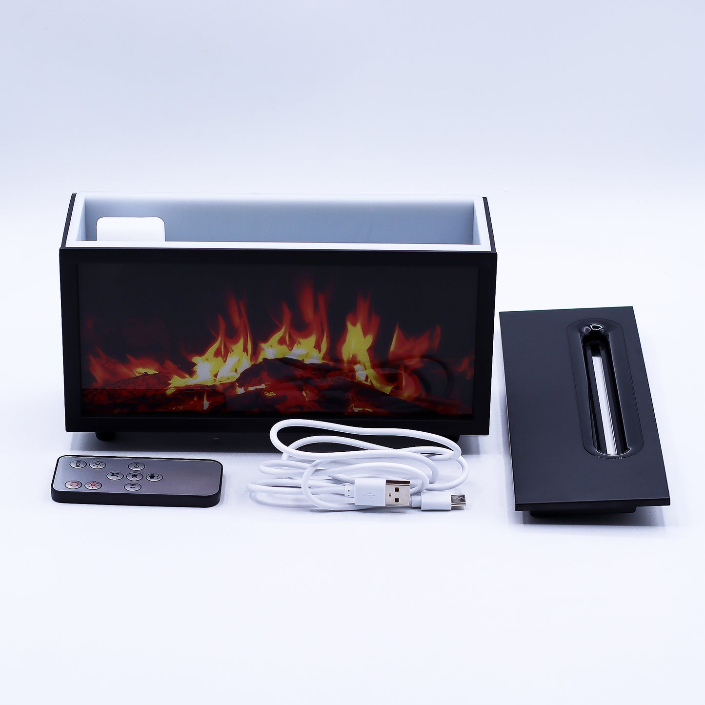 Diffuseur d'arômes effet flamme avec sons d'oiseaux - Noir USB - Changement de couleur