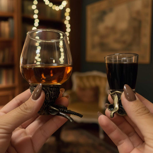 Coffret 12 verres à shot (25 ml) - Créatures du zodiaque chinois - Bronze antique (vente à l'unité)