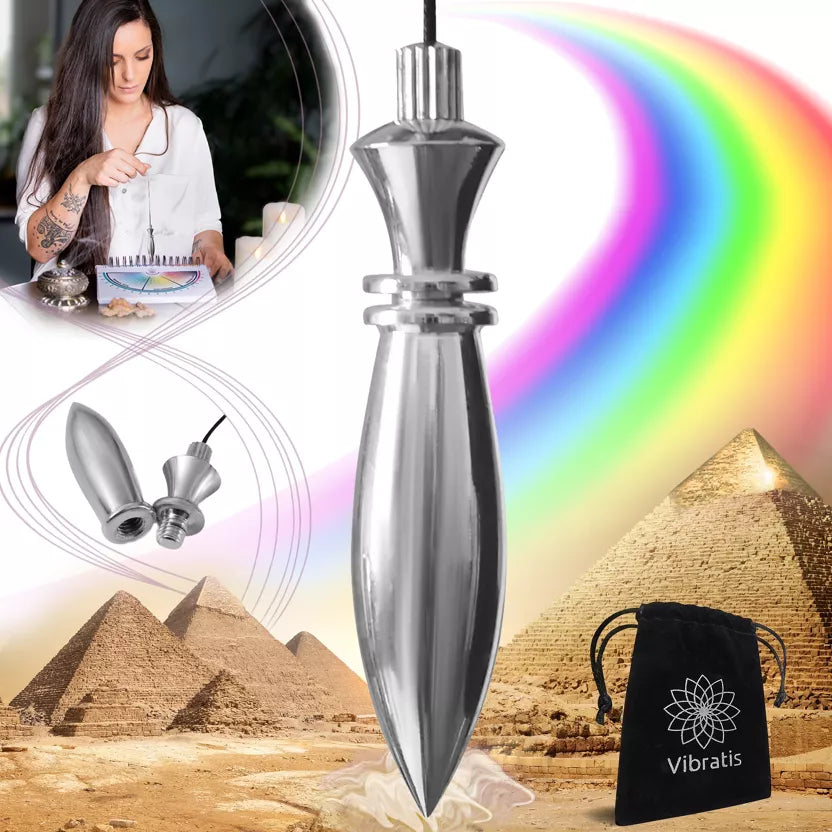 Pendule divinatoire égyptien Thot en laiton argenté - Radiesthésie & énergies subtiles