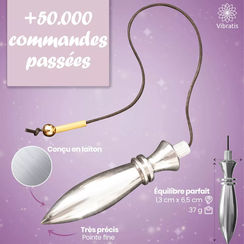 Pendule divinatoire égyptien Thot en laiton argenté - Radiesthésie & énergies subtiles