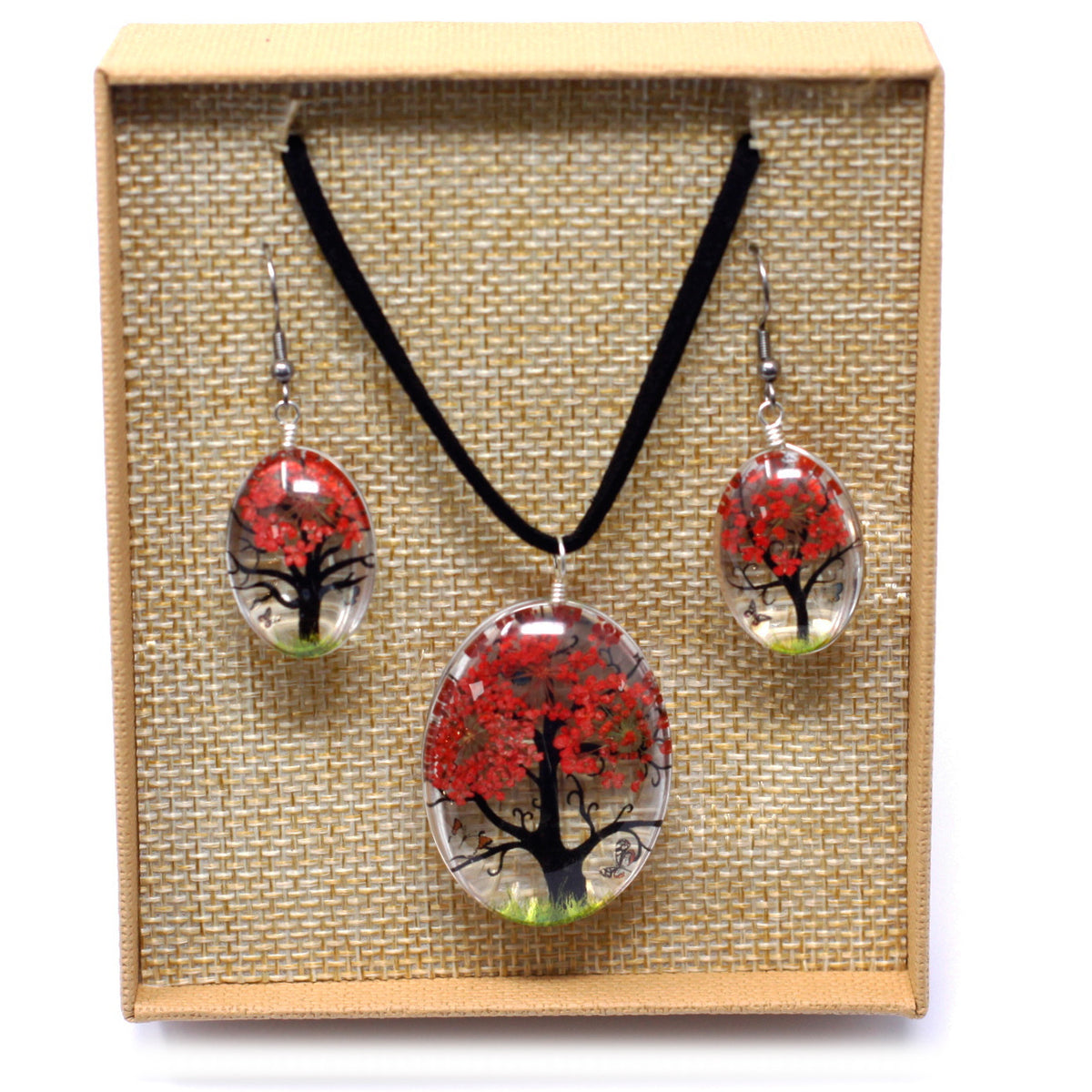 Bijoux en fleurs pressées véritables - Arbre de vie (plusieurs variantes)