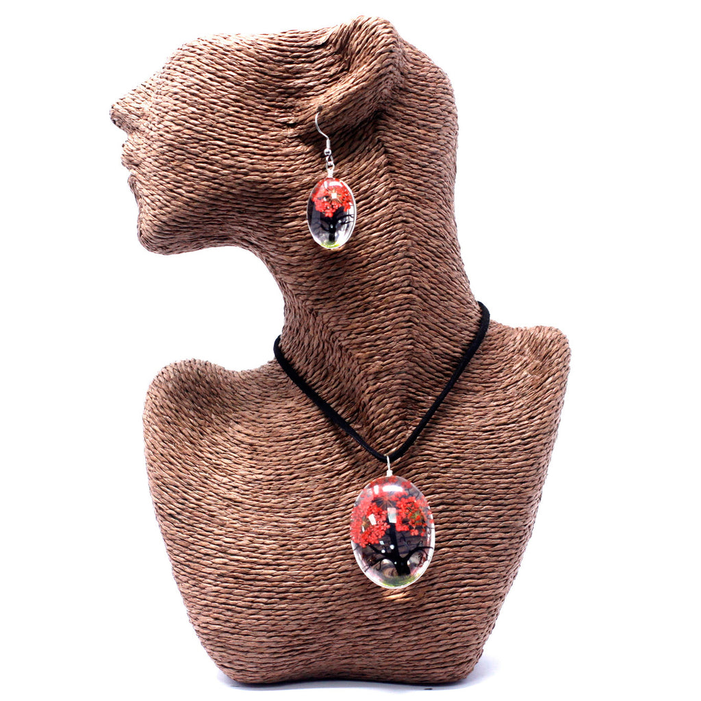 Bijoux en fleurs pressées véritables - Arbre de vie (plusieurs variantes)