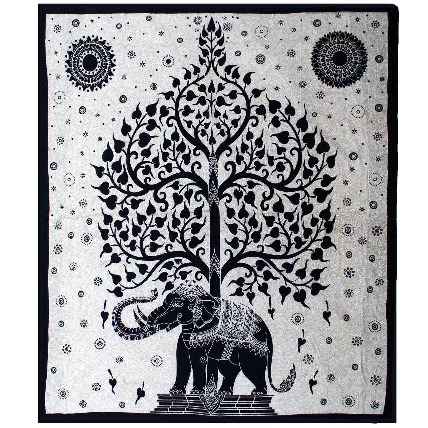 Couvre-lit ou Tenture murale en coton - Mono - L'Arbre à Éléphants (2 tailles)