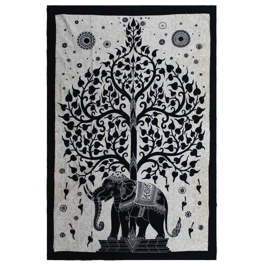 Couvre-lit ou Tenture murale en coton - Mono - L'Arbre à Éléphants (2 tailles)