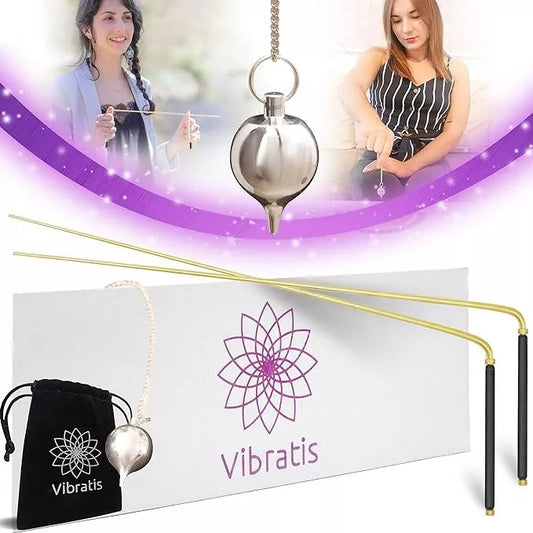 Baguettes de sourcier professionnelles + pendule divinatoire - Pack idéal pour commencer la radiesthésie