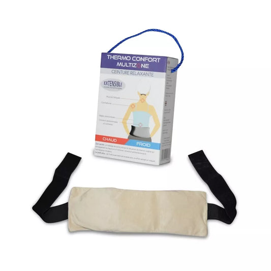Ceinture chauffante Thermo Confort réutilisable - Naturel en perles d'argile et charbon végétal - Effet relaxant