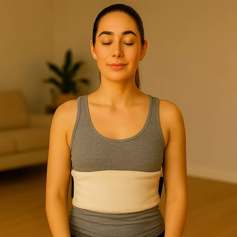 Ceinture chauffante Thermo Confort réutilisable - Naturel en perles d'argile et charbon végétal - Effet relaxant