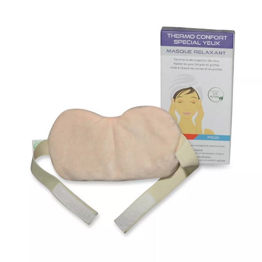 Masque yeux relaxant chauffant Thermo Confort - Naturel en perles d'argile et charbon végétal - Effet relaxant