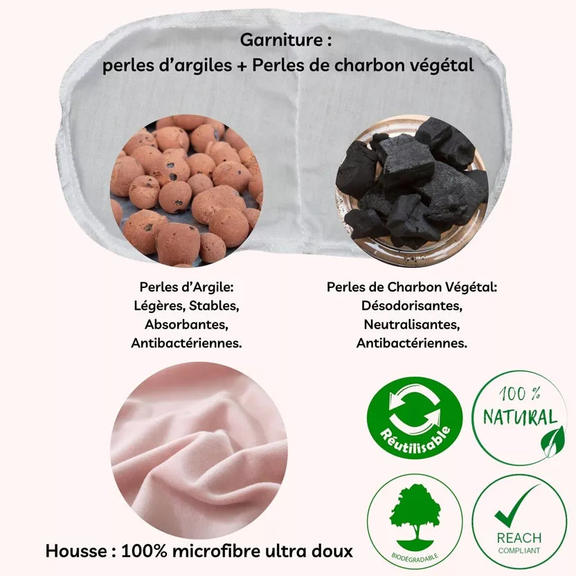 Masque yeux relaxant chauffant Thermo Confort - Naturel en perles d'argile et charbon végétal - Effet relaxant