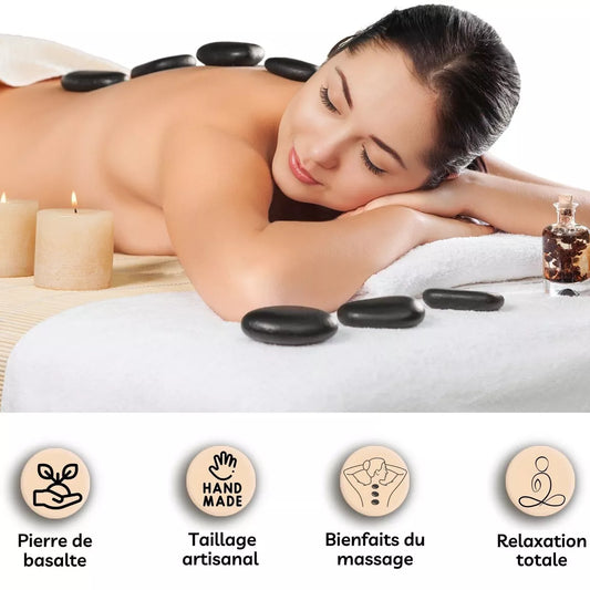 Set de 5 pierres chaudes de massage en basalte