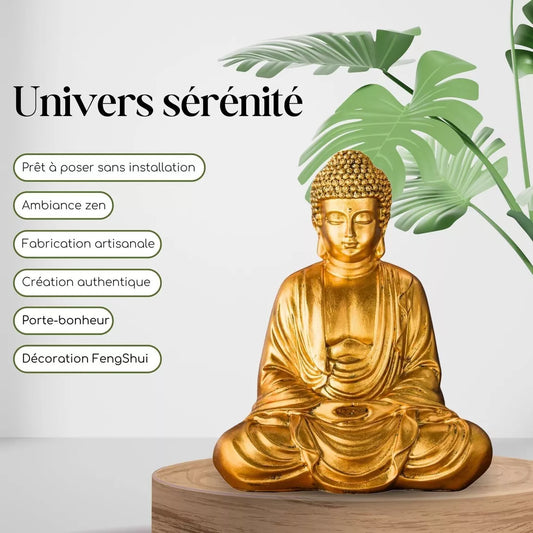 Statue Bouddha méditation or (16x10x20 cm)