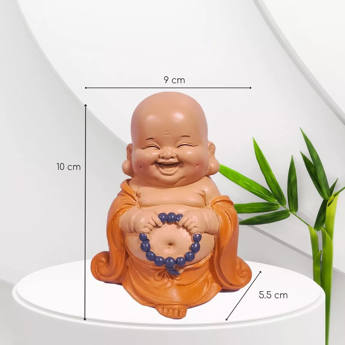Bouddha rieur toge orange - Porte-bonheur (9x5,5x10 cm)