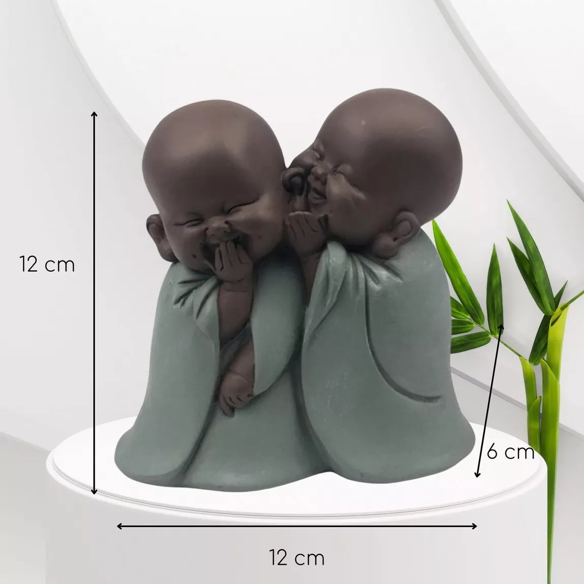 Statuette 2 Bonzes Chuchoteur (12x6x12 cm)