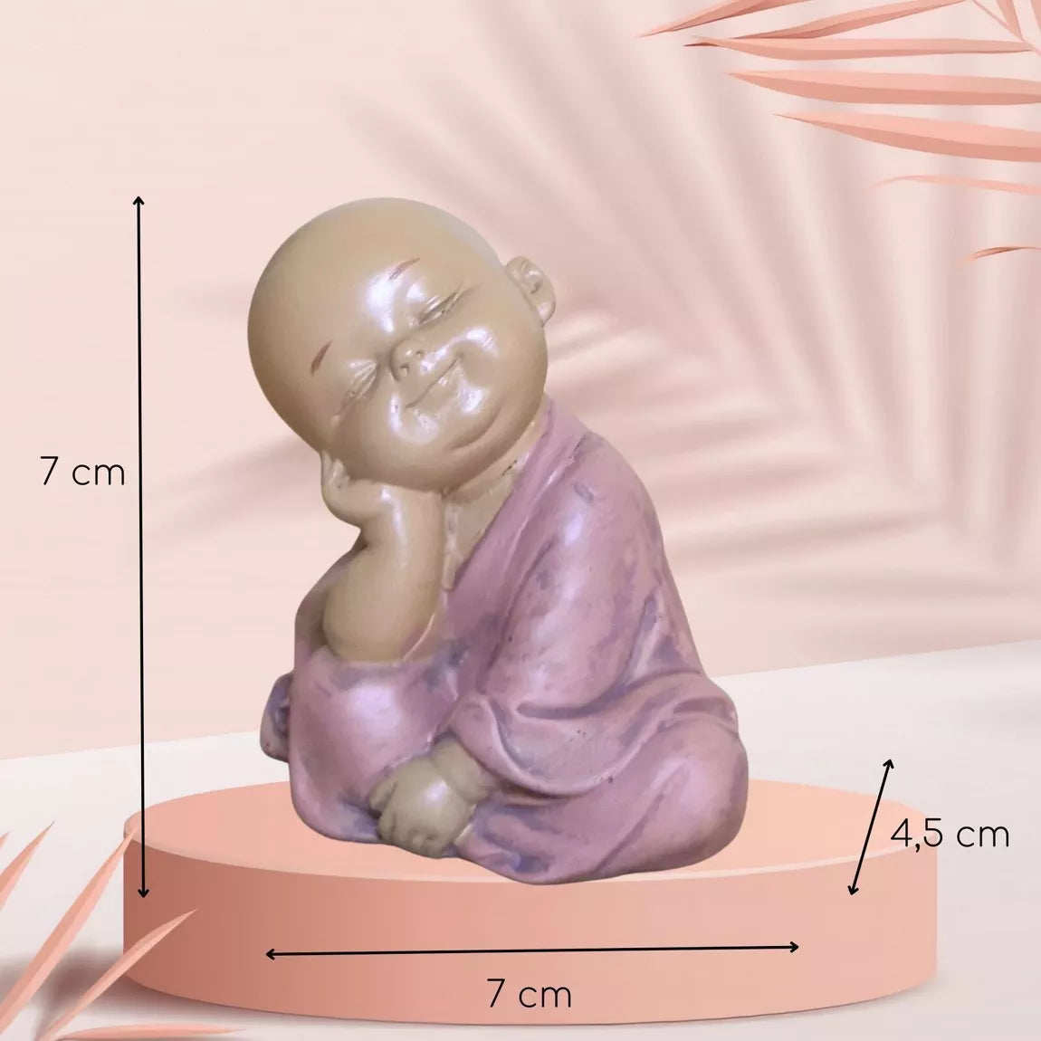 Statuette Bouddha bébé rose tête posée (7x4,5x7,3 cm)