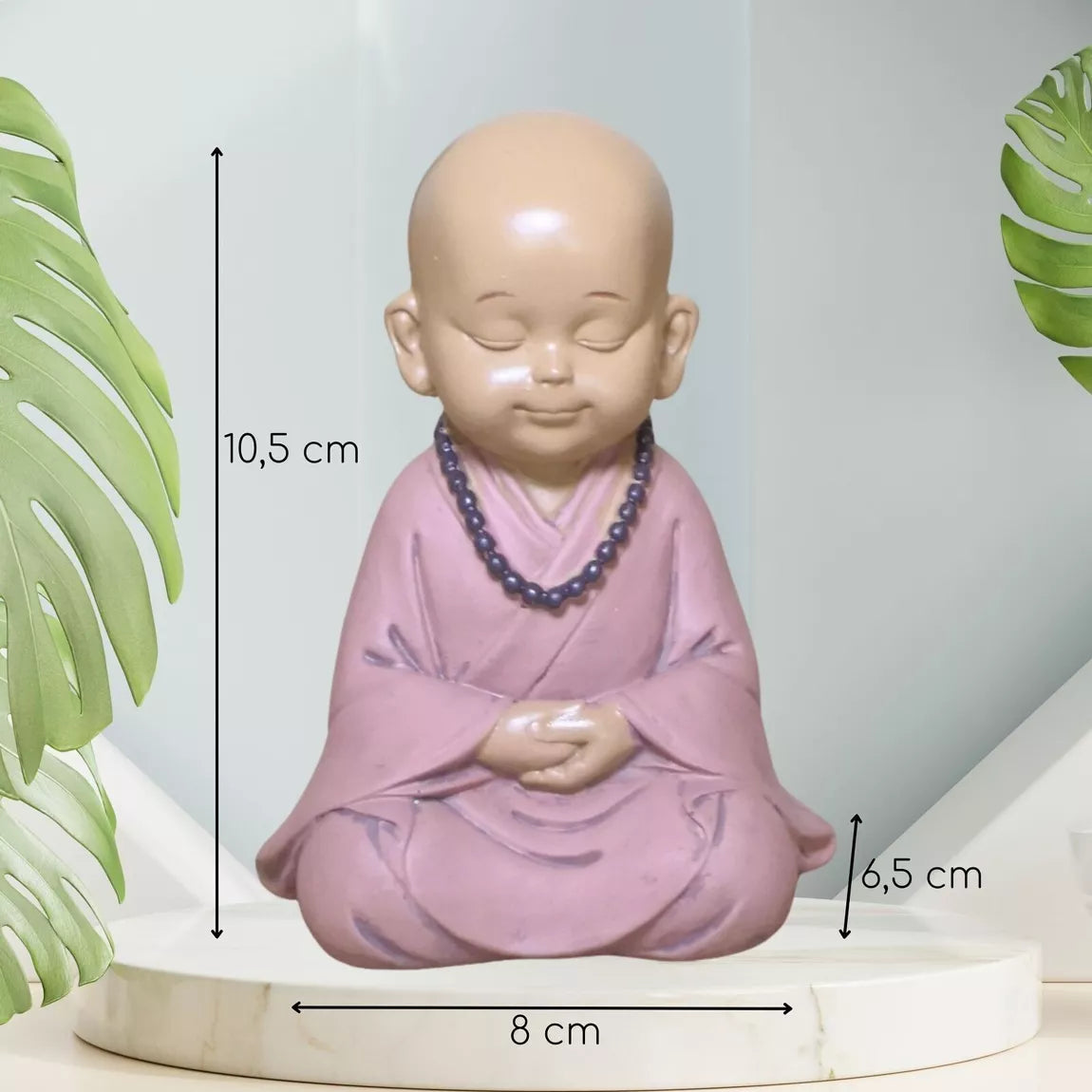 Statuette Bouddha bébé rose en prière (8,4x6,5x10,5 cm)
