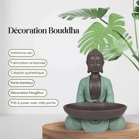 Statue Bodhi avec plat (14x11x18 cm)