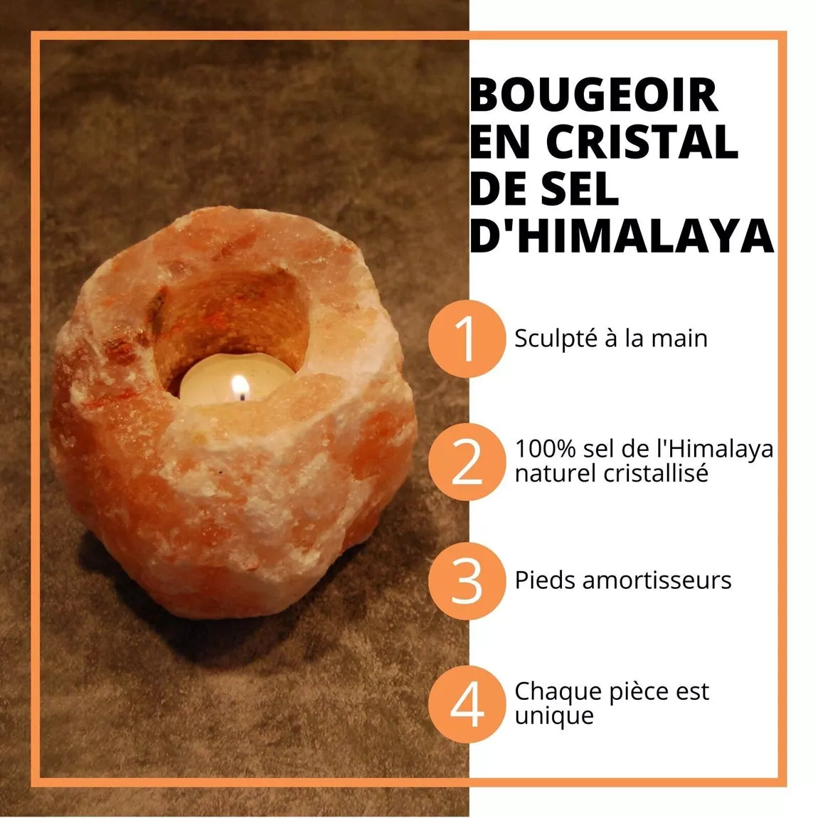 Bougeoir de sel de l'Himalaya pour bougie chauffe-plat - 500 g