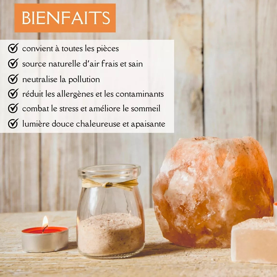 Bougeoir de sel de l'Himalaya pour bougie chauffe-plat - 500 g