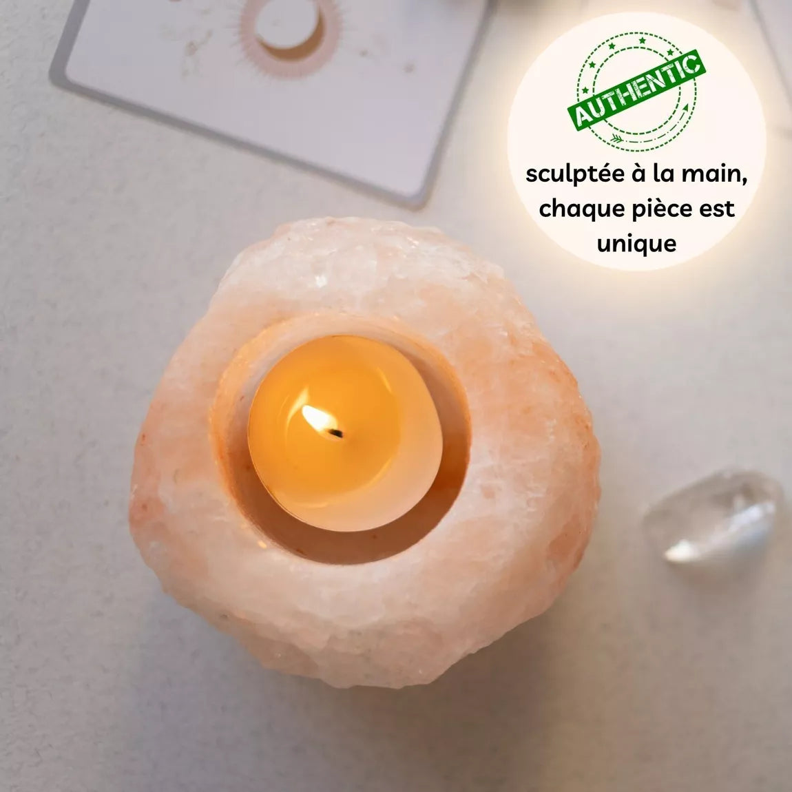 Bougeoir de sel de l'Himalaya pour bougie chauffe-plat - 500 g