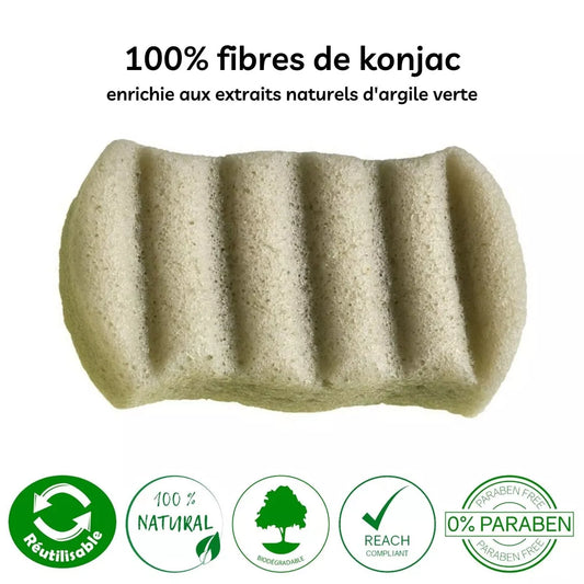 Éponge konjac pour corps 100 % naturelle