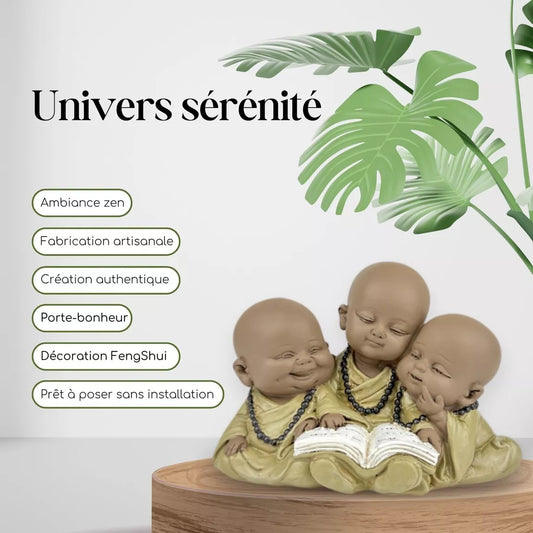 Statuette 3 Bonzes Lecture (13x7,5x9 cm)