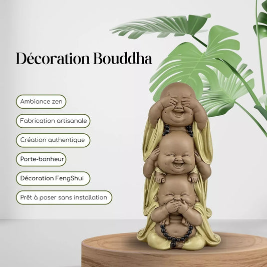 Statuette Bouddha Rieur superposé (10x7x18 cm)