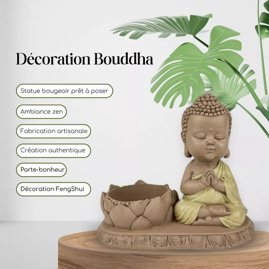 Statuette bougeoir Bouddha en Méditation (13x7,5x11,5 cm)