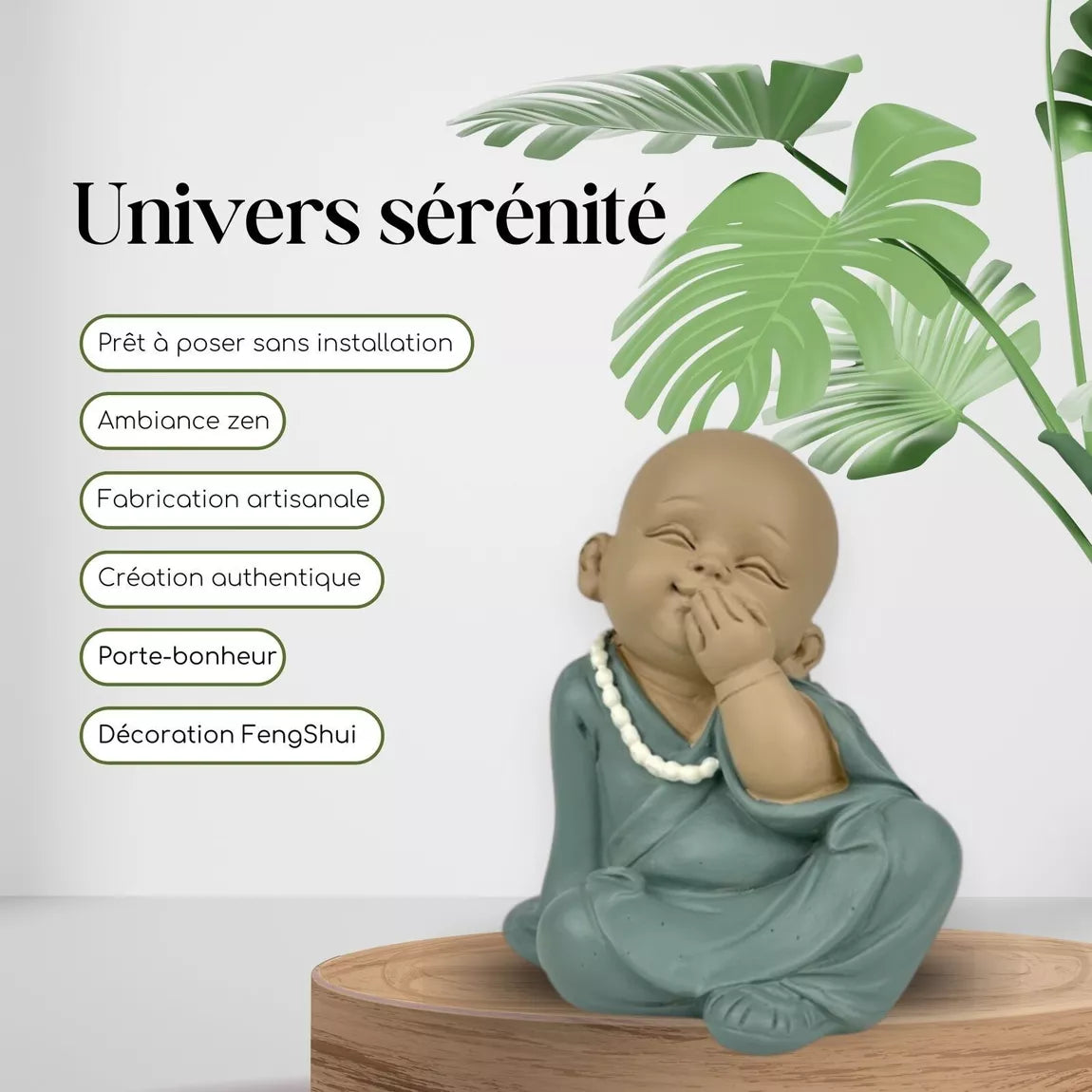 Statuette Bonze de la sagesse Ne rien dire (9x7x10,5 cm)