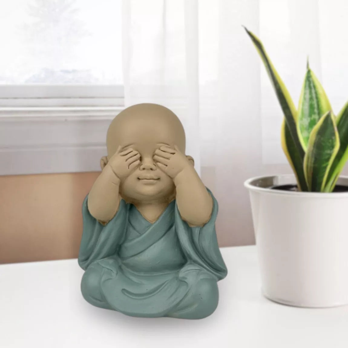Statuette Bonze de la sagesse : Ne rien voir (9x7x10,5 cm)