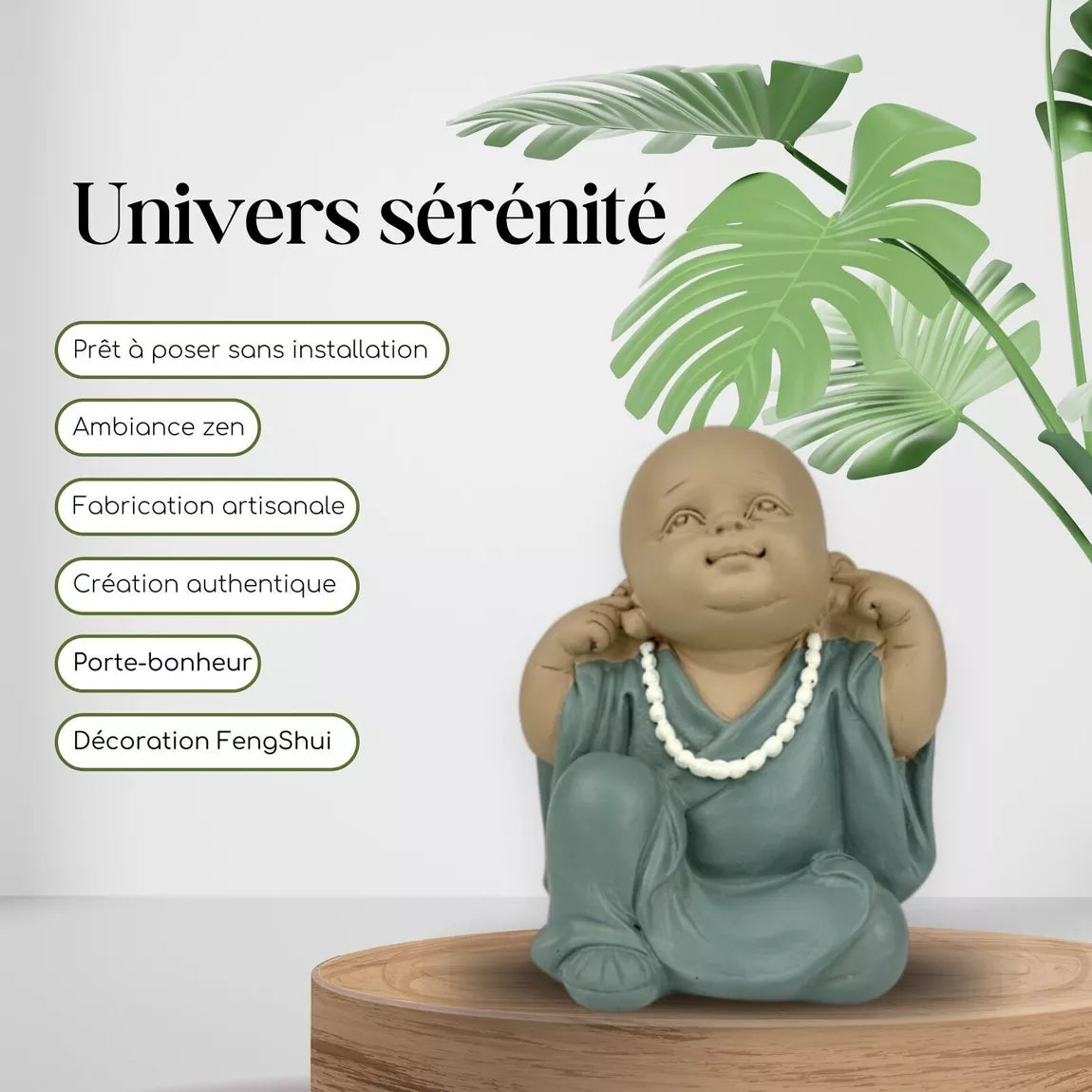 Statuette Bonze de la sagesse Ne rien entendre (9x7x10,5 cm)