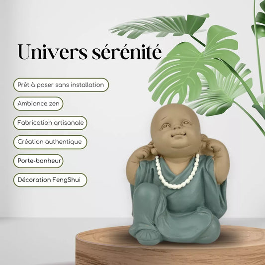 Statuette Bonze de la sagesse Ne rien entendre (9x7x10,5 cm)